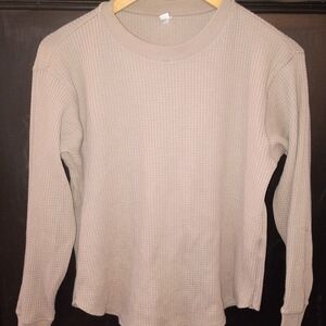 Uniqlo Long Sleeve Waffle Thermal Top in Beige